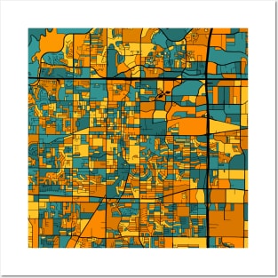 Arlington Map Pattern in Orange & Teal Posters and Art